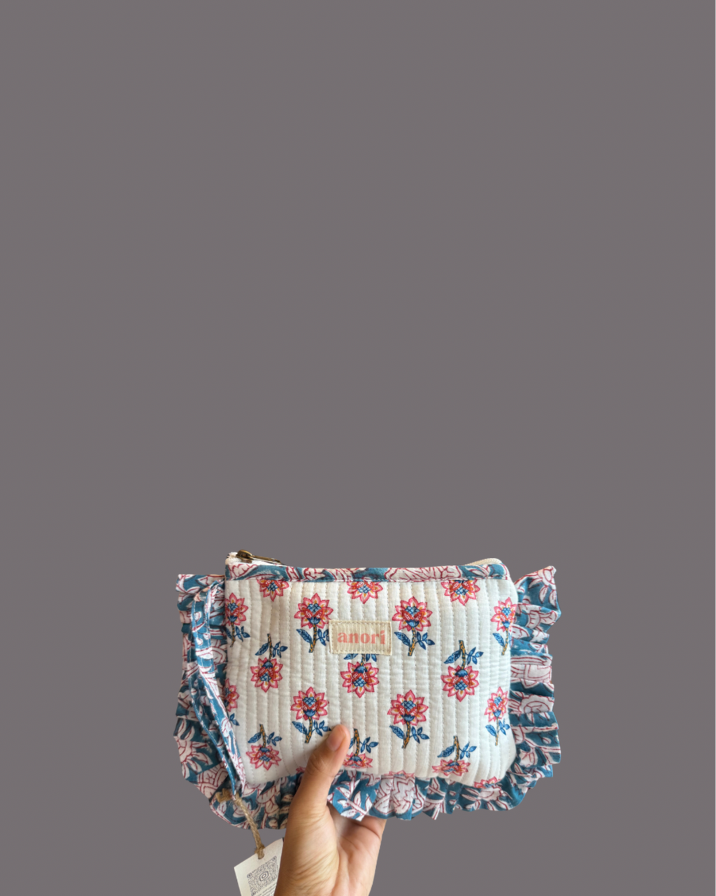 IVORY BLUE FRILL POUCH