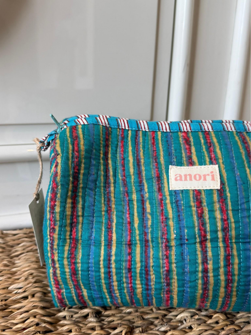 TEAL STRIPE POUCH (SET OF 3)
